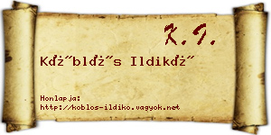 Köblös Ildikó névjegykártya